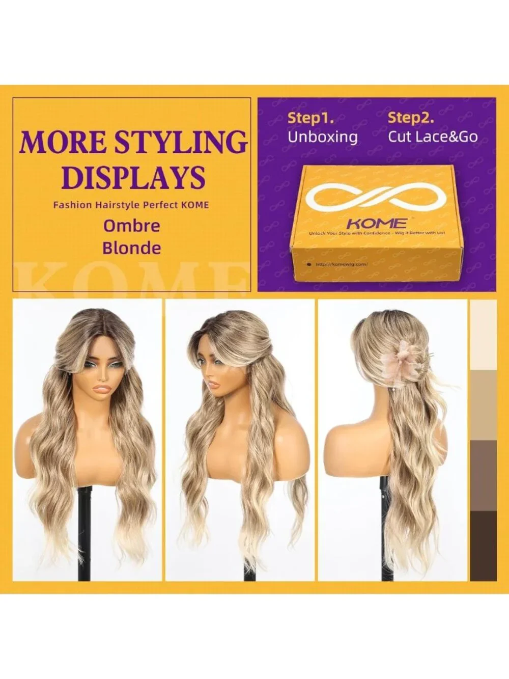 Ombre Dirty Blonde Lace Front Wig with Bangs - 28